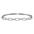 14K, White, Yellow or Rose Gold Natural Diamond Oval Chain Link Bangle Bracelet