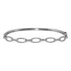 14K, White, Yellow or Rose Gold Natural Diamond Oval Chain Link Bangle Bracelet