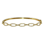 14K, White, Yellow or Rose Gold Natural Diamond Oval Chain Link Bangle Bracelet