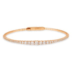 1.8 Carat 14K, 18K White, Yellow or Rose Gold Natural Round Brilliant Graduated Diamonds Flexible Bangle Bracelet