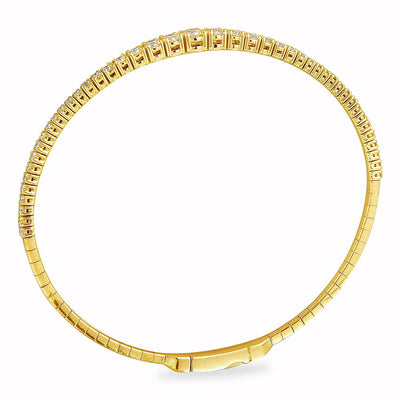 1.8 Carat 14K, 18K White, Yellow or Rose Gold Natural Round Brilliant Graduated Diamonds Flexible Bangle Bracelet