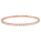 3.30 Carat 14K, 18K White, Yellow or Rose Gold Natural Round Brilliant Diamond Flexible Bangle Bracelet