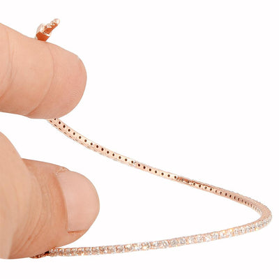 14K  White, Yellow or Rose Gold Natural Diamond Flexible Bangle Bracelet