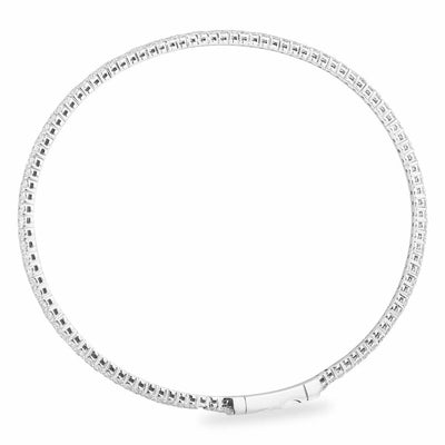 14K  White, Yellow or Rose Gold Natural Diamond Flexible Bangle Bracelet