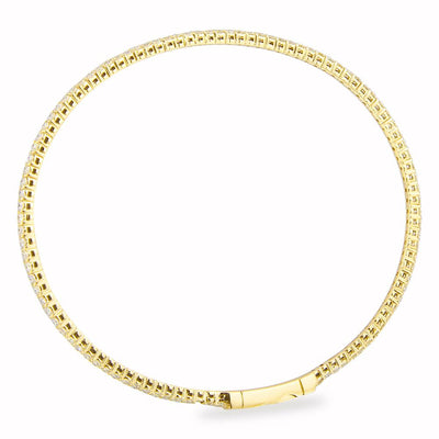 14K  White, Yellow or Rose Gold Natural Diamond Flexible Bangle Bracelet