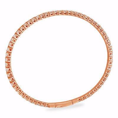 3.31 Carat 14K, 18K White, Yellow or Rose Gold Natural Round Brilliant Diamond Flexible Bangle Bracelet