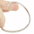 3.31 Carat 14K, 18K White, Yellow or Rose Gold Natural Round Brilliant Diamond Flexible Bangle Bracelet