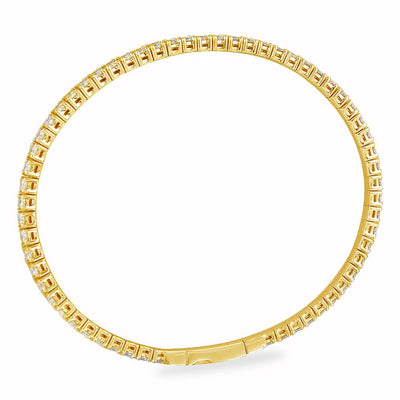 3.31 Carat 14K, 18K White, Yellow or Rose Gold Natural Round Brilliant Diamond Flexible Bangle Bracelet