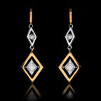 18k Rose & White Gold Natural Diamonds Virtue Cut Dangle Earrings