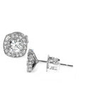 14k White Gold,Diamonds, Halo Bridal Stud Earrings