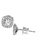 14k White Gold,Diamonds, Halo Bridal Stud Earrings