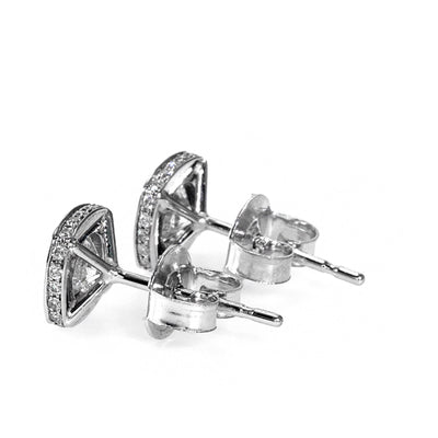 14k White Gold,Diamonds, Halo Bridal Stud Earrings