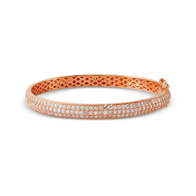 2.60 Carat 14K, 18K White, Yellow or Rose Gold Natural Round Brilliant Diamond - 6mm Bangle Bracelet