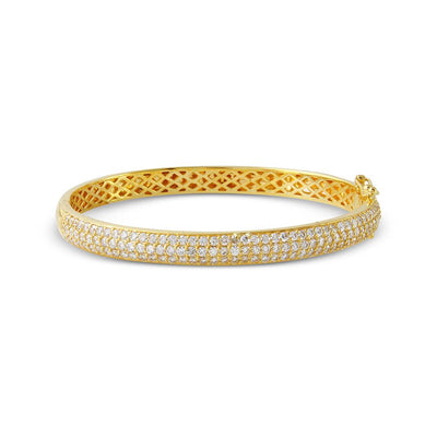 2.60 Carat 14K, 18K White, Yellow or Rose Gold Natural Round Brilliant Diamond - 6mm Bangle Bracelet