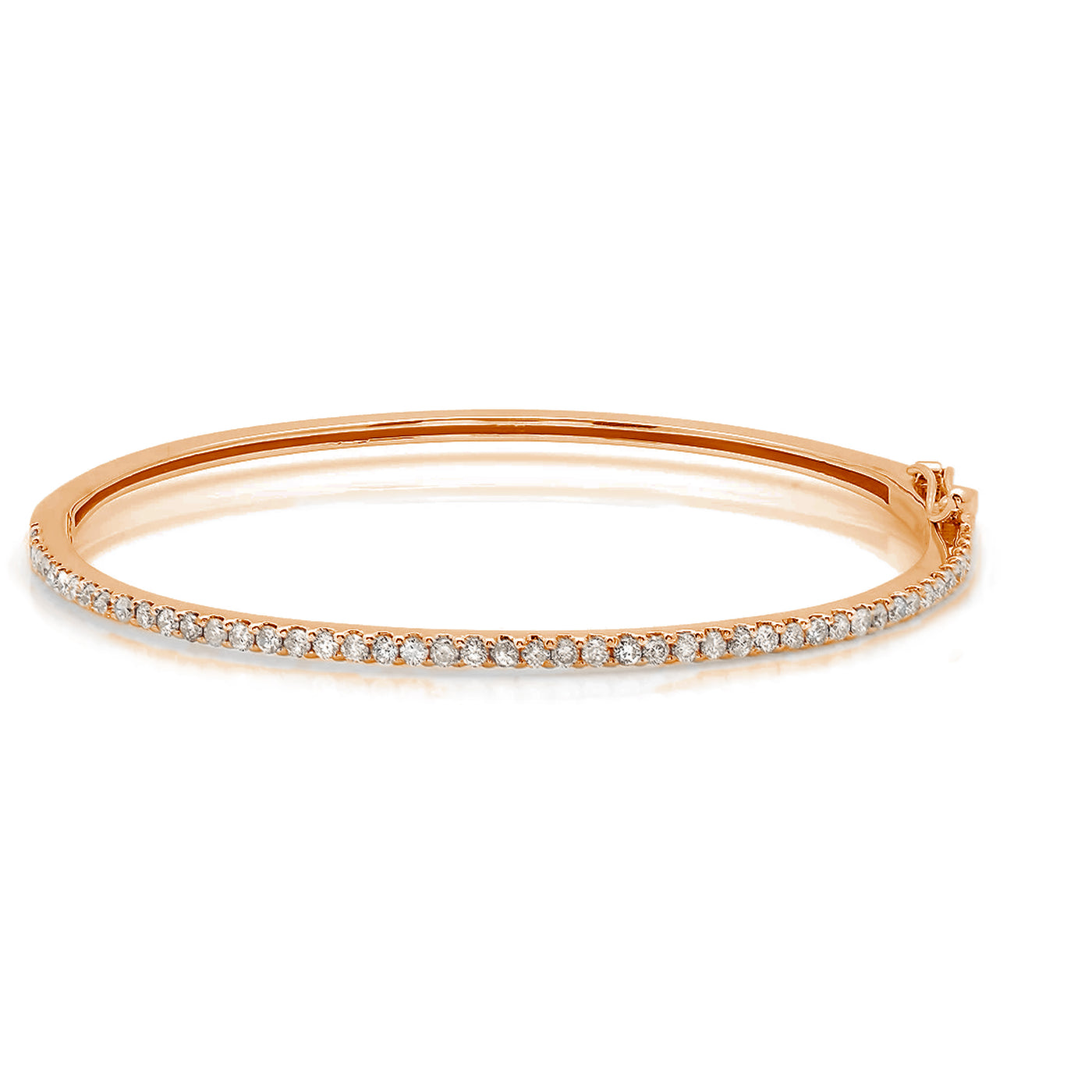 14K White, Yellow or Rose Gold Natural Diamond Bangle Bracelet