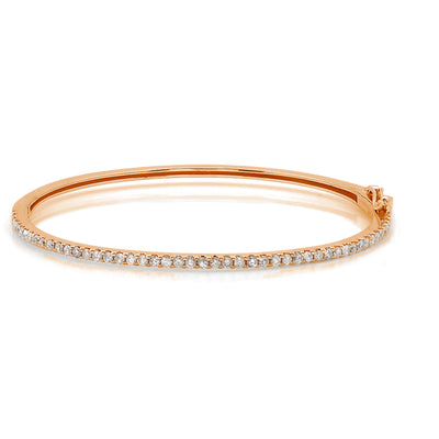 14K White, Yellow or Rose Gold Natural Diamond Bangle Bracelet