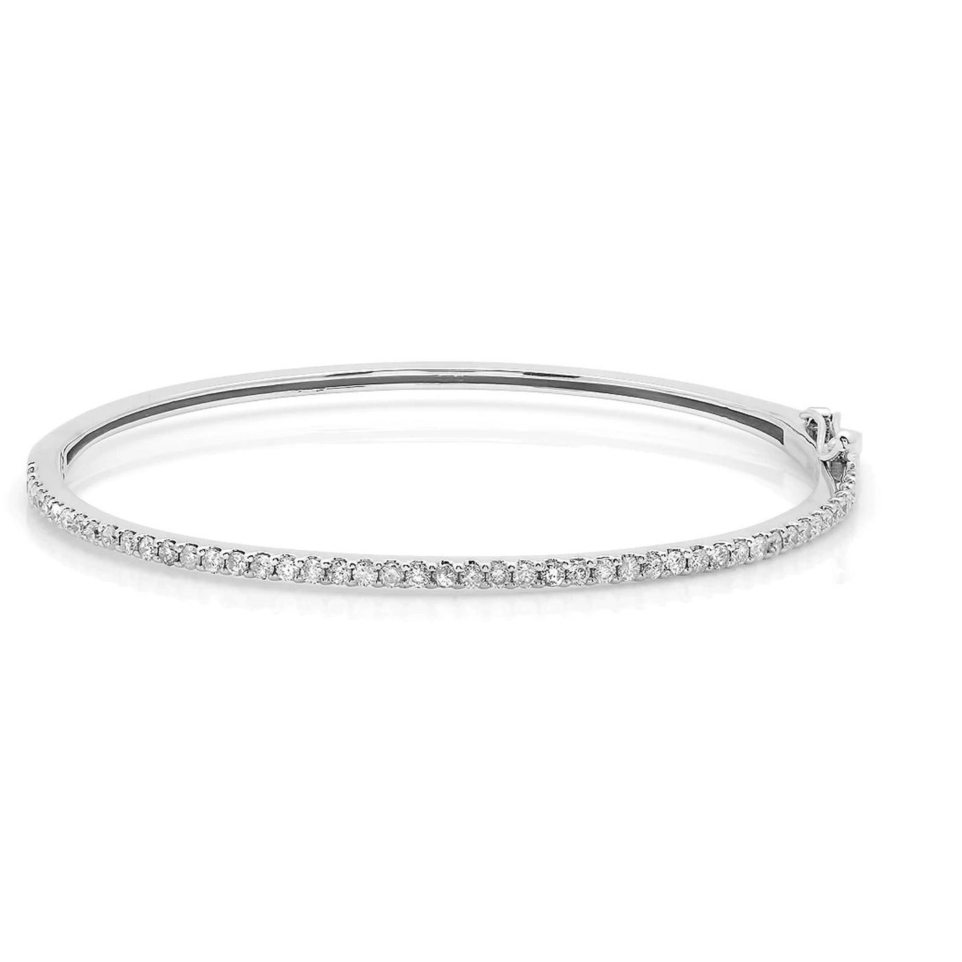 14K White, Yellow or Rose Gold Natural Diamond Bangle Bracelet