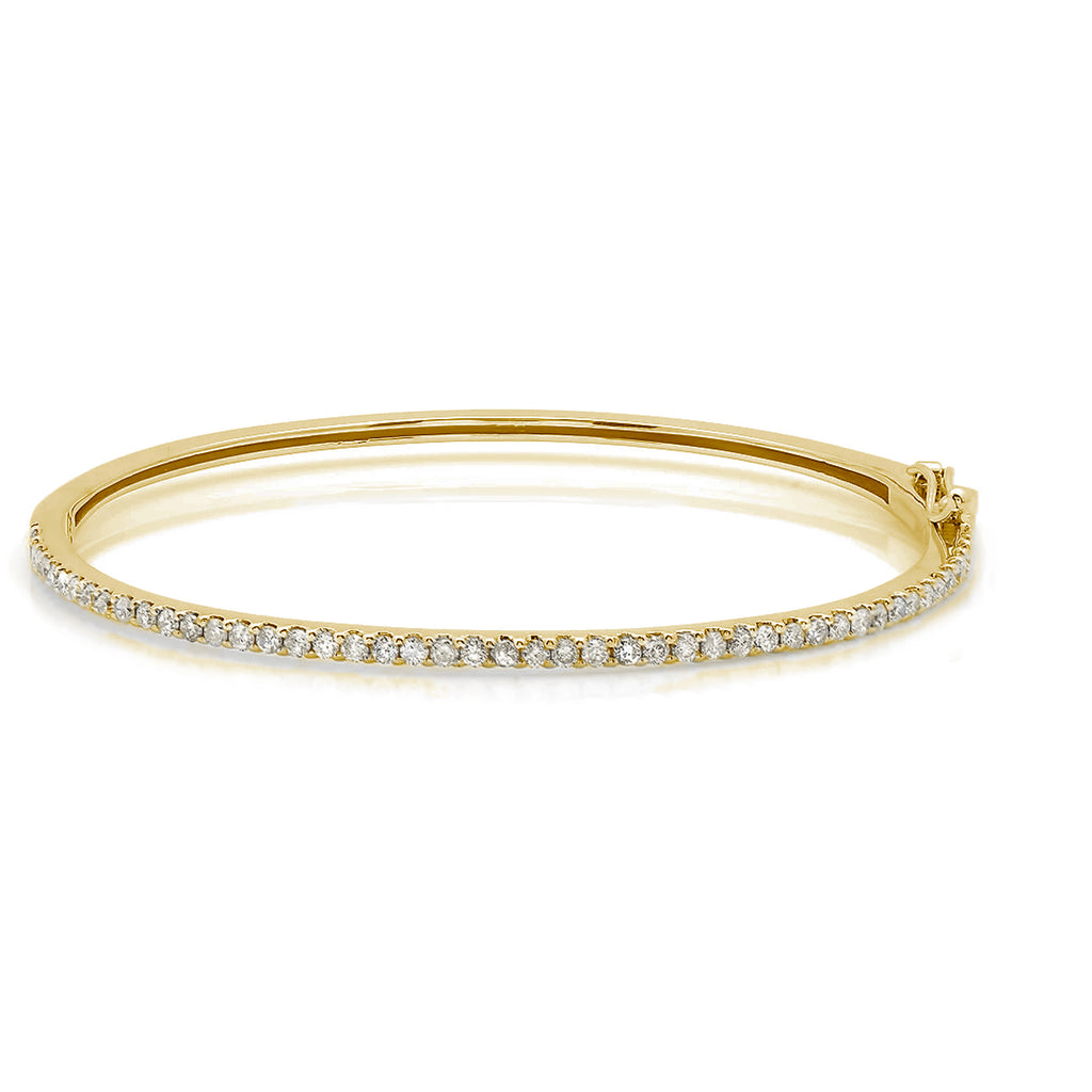 14K White, Yellow or Rose Gold Natural Diamond Bangle Bracelet
