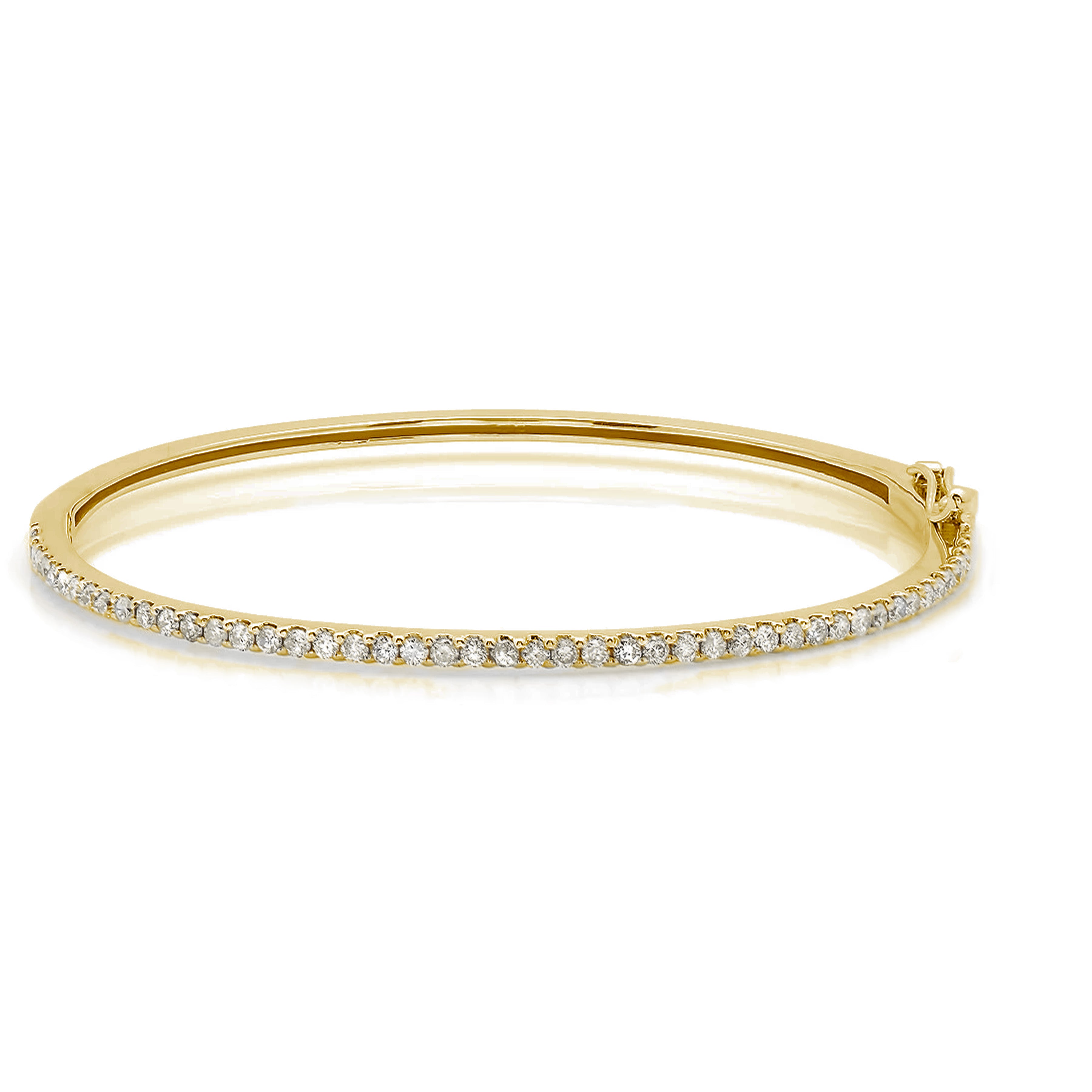 14K White, Yellow or Rose Gold Natural Diamond Bangle Bracelet