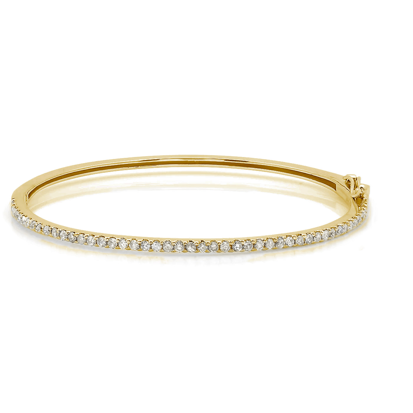 14K White, Yellow or Rose Gold Natural Diamond Bangle Bracelet