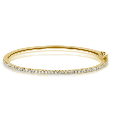 14K White, Yellow or Rose Gold Natural Diamond Bangle Bracelet