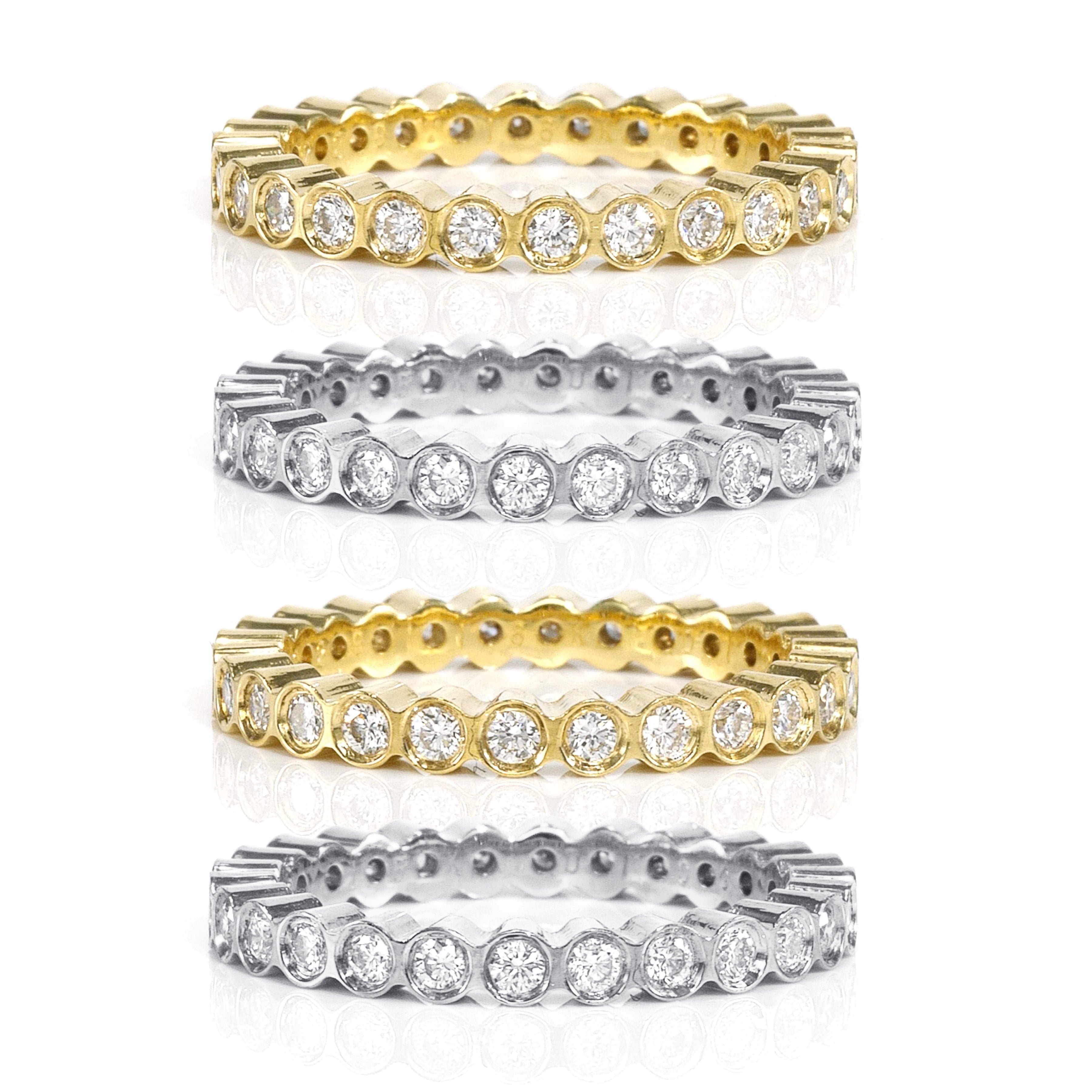 18k Yellow Gold Bezel Set  Natural Diamond Eternity Ring