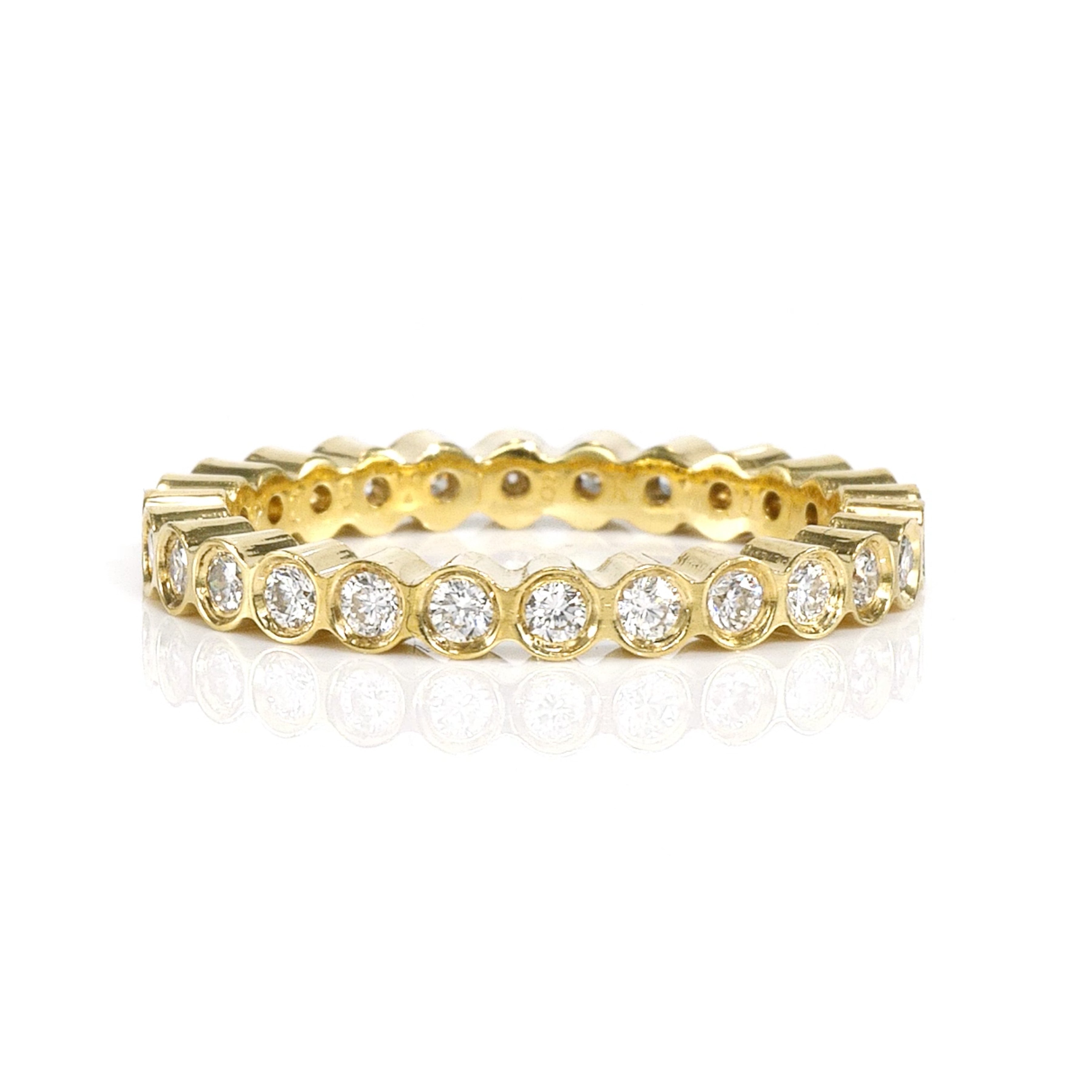18k Yellow Gold Bezel Set  Natural Diamond Eternity Ring
