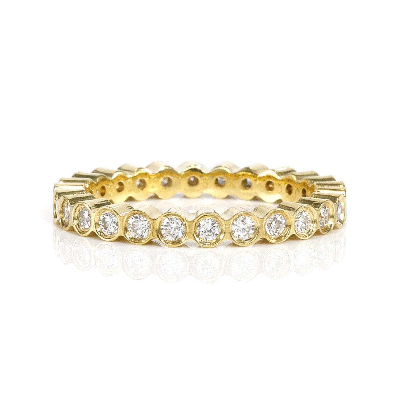 18k Yellow Gold Bezel Set  Natural Diamond Eternity Ring