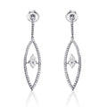 18K White Gold  Natural Diamond Floating Marquise Bridal Dangle Earrings