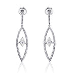 18K White Gold  Natural Diamond Floating Marquise Bridal Dangle Earrings