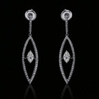18K White Gold  Natural Diamond Floating Marquise Bridal Dangle Earrings