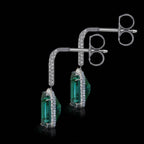 18K White Gold Lagoon Tourmaline Natural Diamonds Halo Dangle Earrings