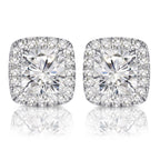 14k White Cushion Natural Diamond Bridal Stud Earrings 2.04ctTotal