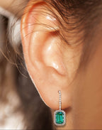 18K White Gold Lagoon Tourmaline Natural Diamonds Halo Dangle Earrings