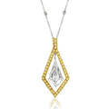 Platinum & 18K Yellow Gold Natural Noble Cut & Fancy Yellow Diamond Dangling  Pendant Necklace
