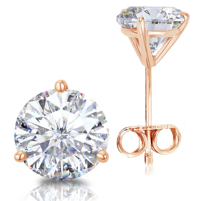 0.50 -2.5 Carats Total,14k White, Yellow, Rose Gold, or Platinum Natural Round Diamond Martini Stud Earrings