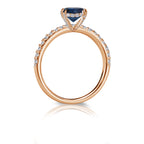 Platinum or 18K White, Rose or Yellow Gold Round Brilliant Natural Blue Sapphire Engagement Ring
