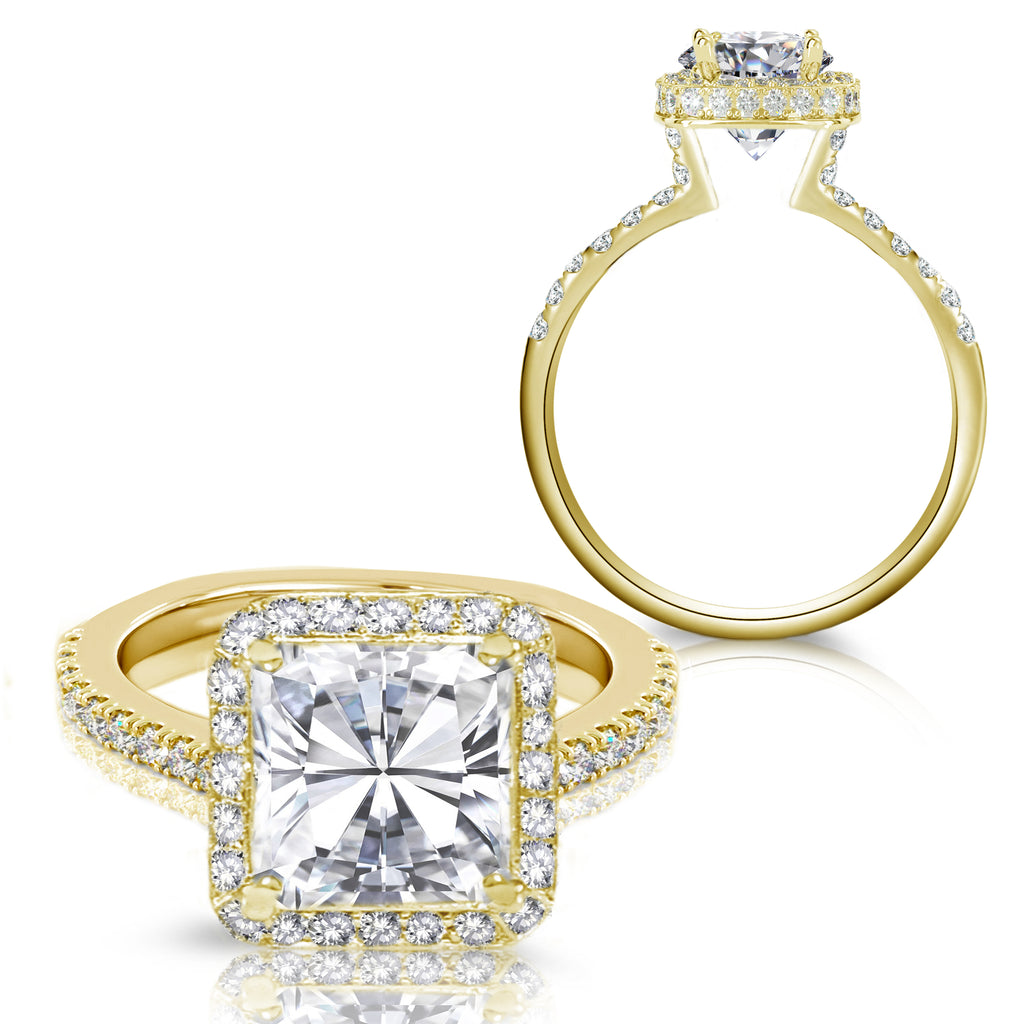 Platinum, White, or Yellow Gold Princess Cut Natural Diamond  Engagement Bridal Ring