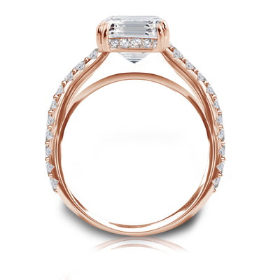 18k White, Rose ,Yellow Gold or Platinum Asscher Cut Natural Diamond  Engagement Bridal Ring