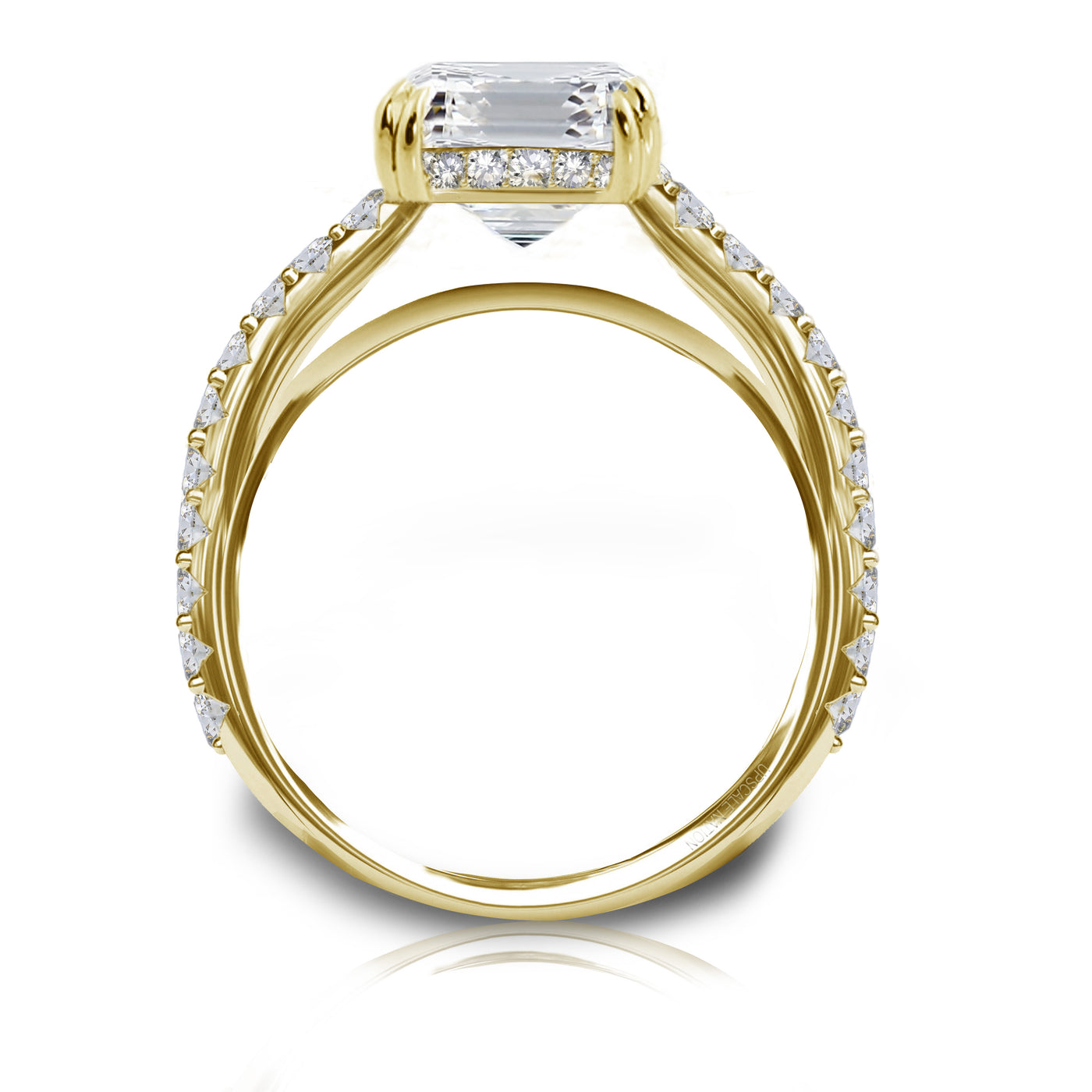 18k White, Rose ,Yellow Gold or Platinum Asscher Cut Natural Diamond  Engagement Bridal Ring