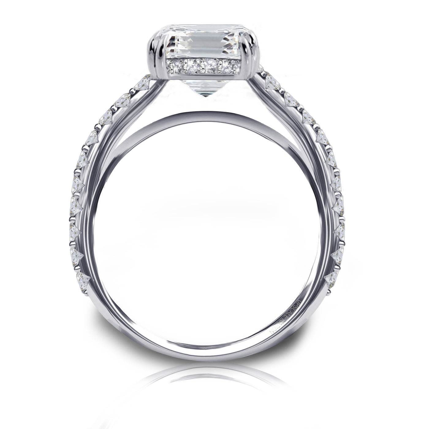 18k White, Rose ,Yellow Gold or Platinum Asscher Cut Natural Diamond  Engagement Bridal Ring