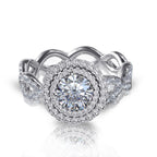 18k Rose, White, Yellow Gold or Platinum Natural Round Brilliant Diamond Halo Infinity Unity Forever Bridal Ring