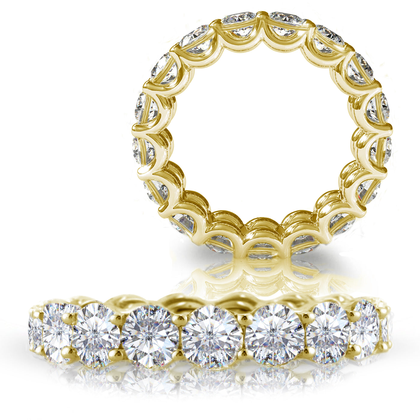 Platinum or 18K Rose, White or Yellow Gold Round Brilliant Cut Signature Engagement Bridal Eternity Band Ring