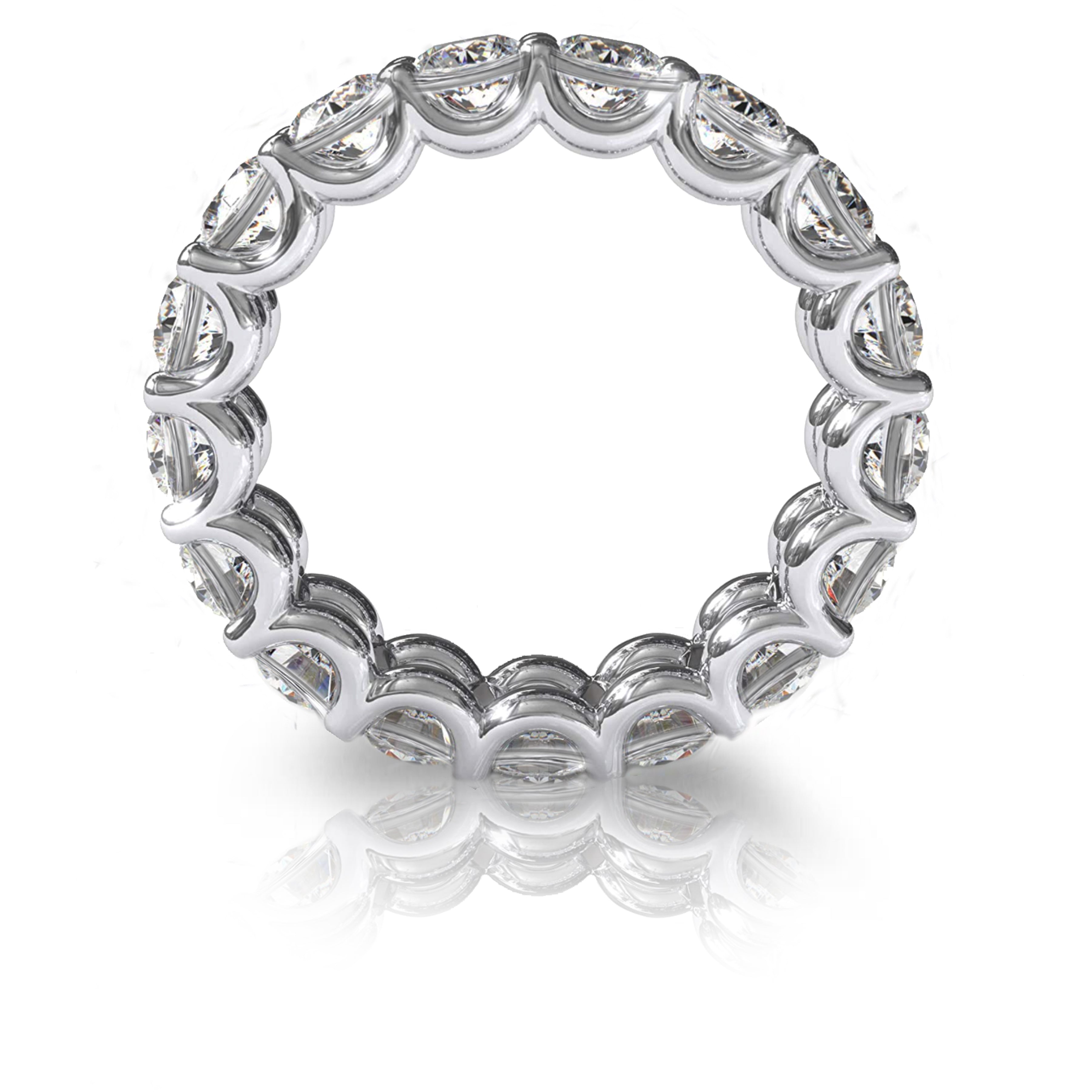 Platinum or 18K Rose, White or Yellow Gold Round Brilliant Cut Signature Engagement Bridal Eternity Band Ring
