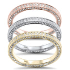 14k White, Rose or Yellow Gold Three Sided Diamond Chanel Eternity, Engagement Stackable Band Ring