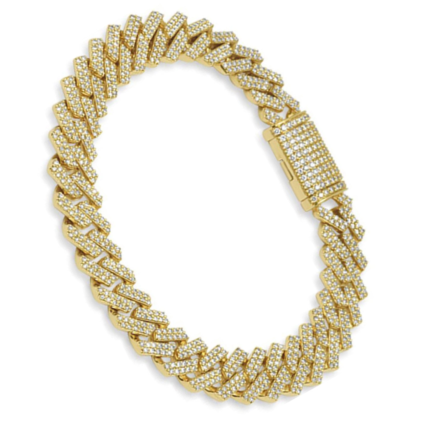 15mm - 14K  Yellow Gold Diamond Cuban Link Bracelet - 12.68 ct. tw.