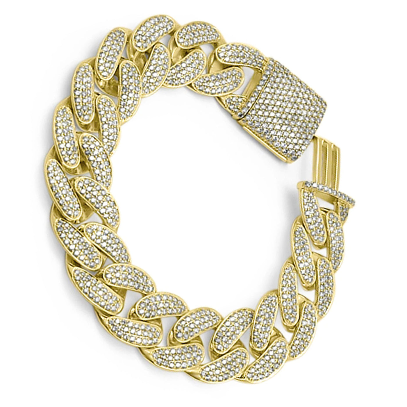 18mm - 14K Yellow Gold Diamond Cuban Link Bracelet - 12.04  ct. tw.