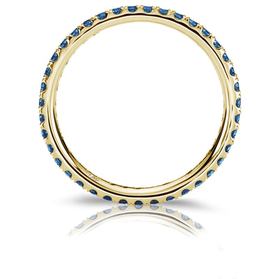 18k Yellow Gold Blue Sapphires French Cut Eternity Band