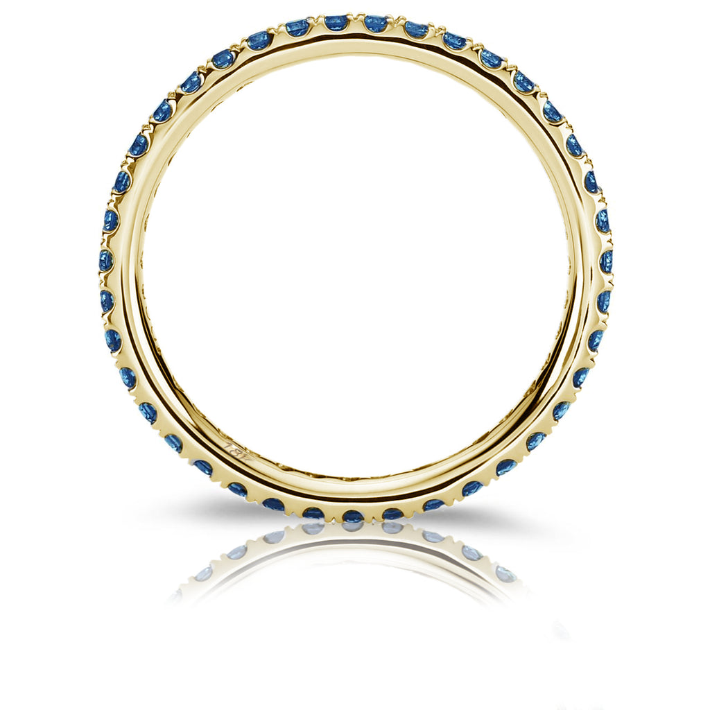18K White Gold  Round Blue Sapphire  Eternity wedding Band Ring