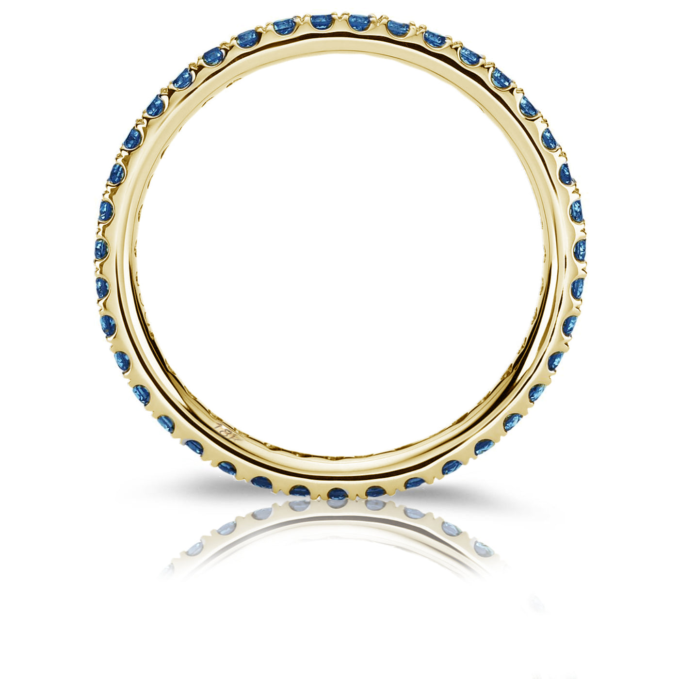 18K White Gold  Round Blue Sapphire  Eternity wedding Band Ring